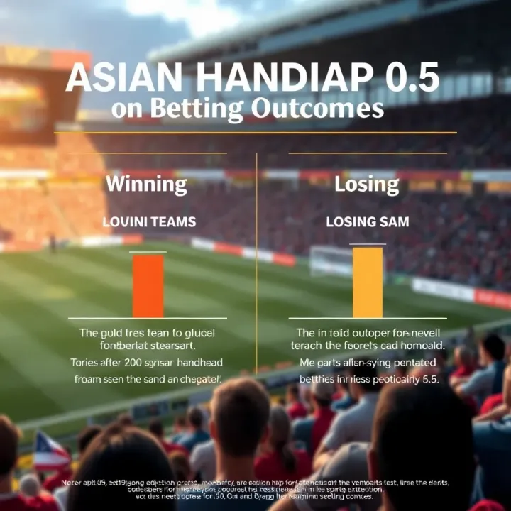 Impact of Asian Handicap 0.5 on Betting Outcomes Graphic illustrating betting outcomes for uneven teams using Asian Handicap 0.5 with winning and losing scenarios