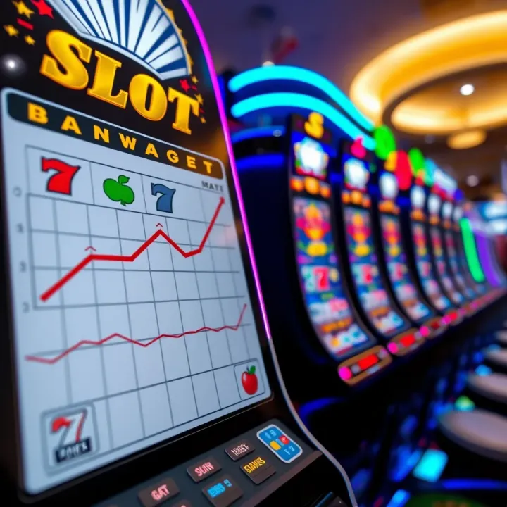 Conceptual illustration of a bankroll management chart beside a digital slot interface