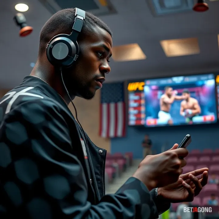 User placing bets on UFC fight using a mobile betting platform in Nigeria