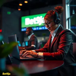 Customer service representative assisting a bettor through live chat on a laptop