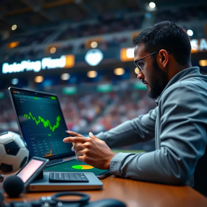 Graphic showing betting odds and statistics analysis on a digital device