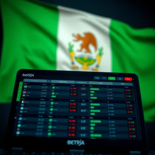 Sports betting prediction charts with Nigerian flag in background