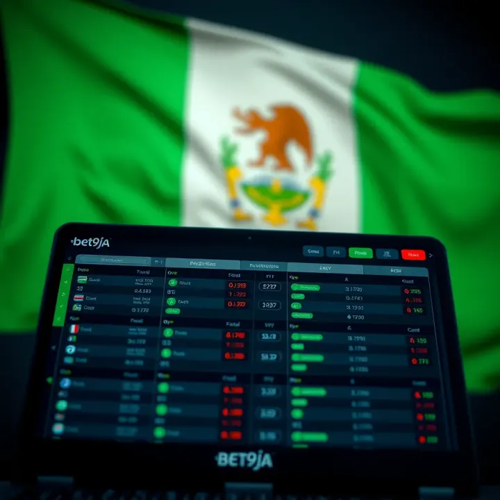Sports betting prediction charts with Nigerian flag in background