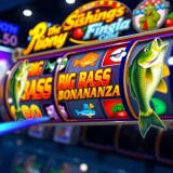 Colorful fishing-themed slot icons with reels spinning to highlight winning combinations