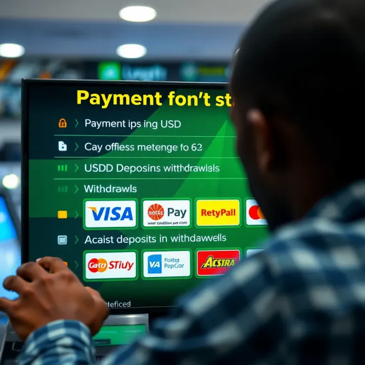 Payment options screen displaying various local Nigerian payment methods including USSD for seamless deposits and withdrawals