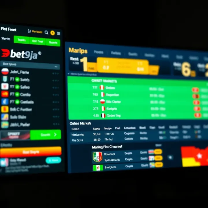 Comparison of user interfaces of popular Nigerian sports betting platforms showing various sports markets