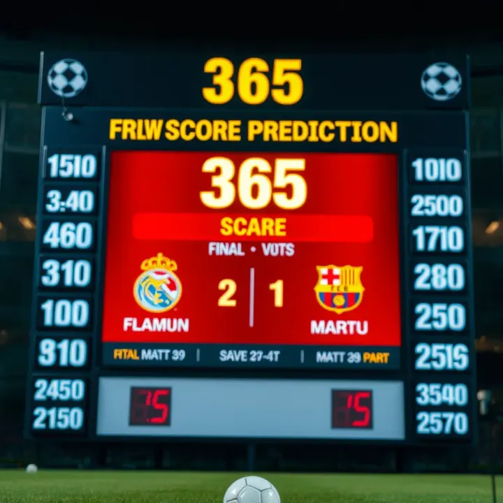 Football match scoreboard displaying predicted final score between two teams