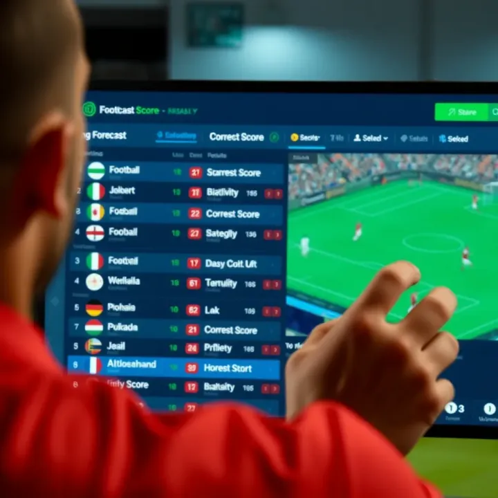 Football betting platform interface showing various correct score forecast options