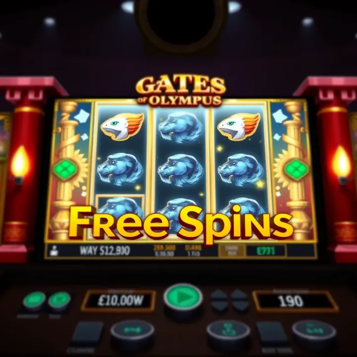 Screenshot of Gates of Olympus slot game interface showing free spins in action on Bet9ja platform