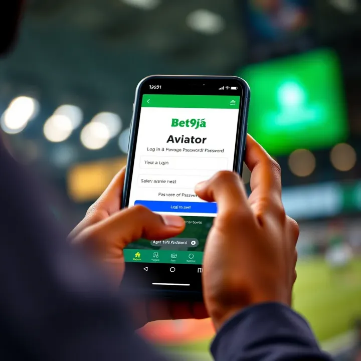 User entering login credentials on mobile device for Bet9ja Aviator access