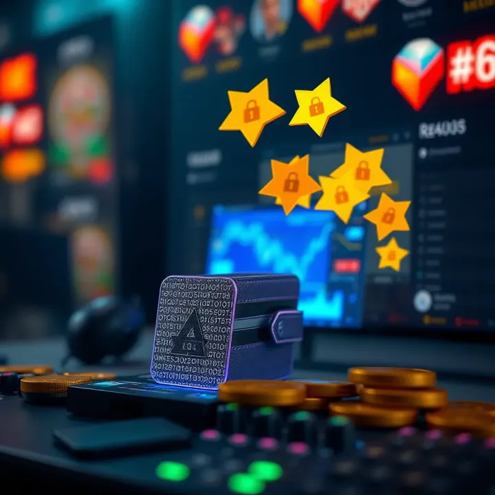 Illustration of a secure digital wallet receiving multiple reward points from online gaming and trading sites