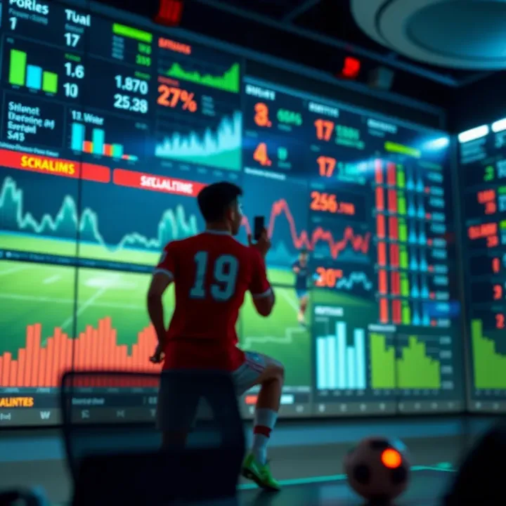 Illustration of football match statistics and data charts used for score prediction
