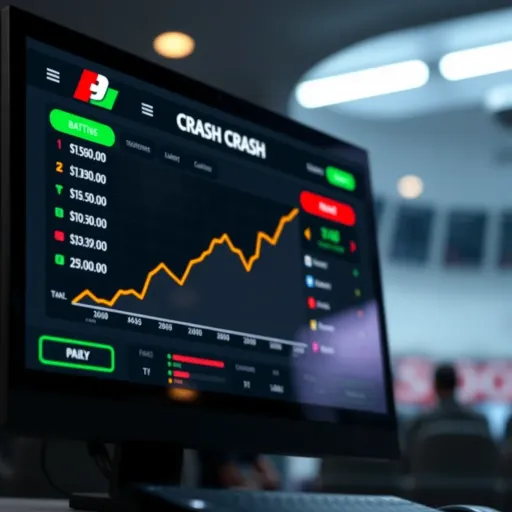Digital screen displaying Bet9ja Crash betting interface with rising multiplier graph